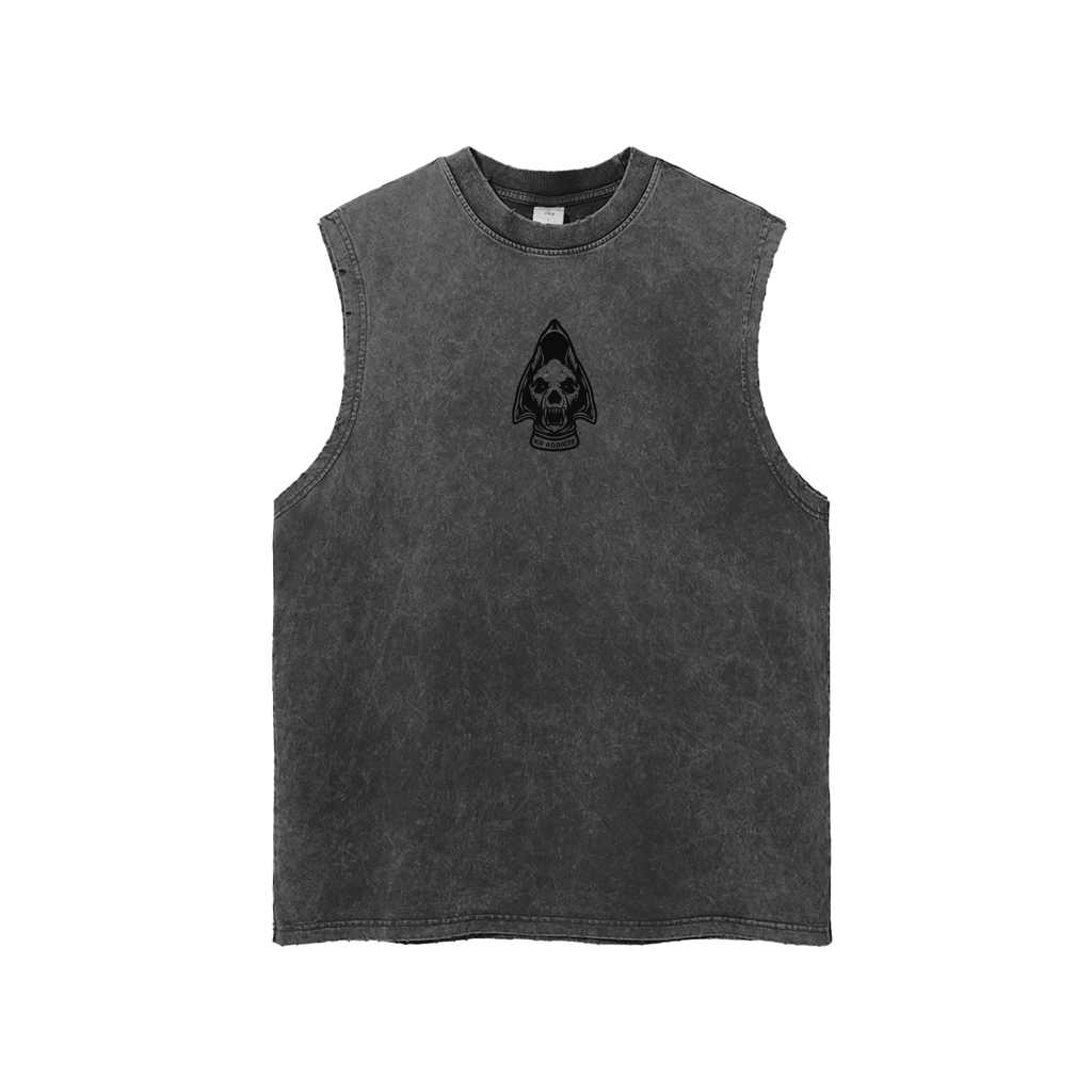 Snow Washed Frayed Hem Tank Top